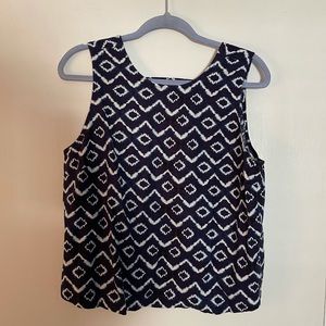 Loft Ikat Sleeveless Top - Navy - Like new!